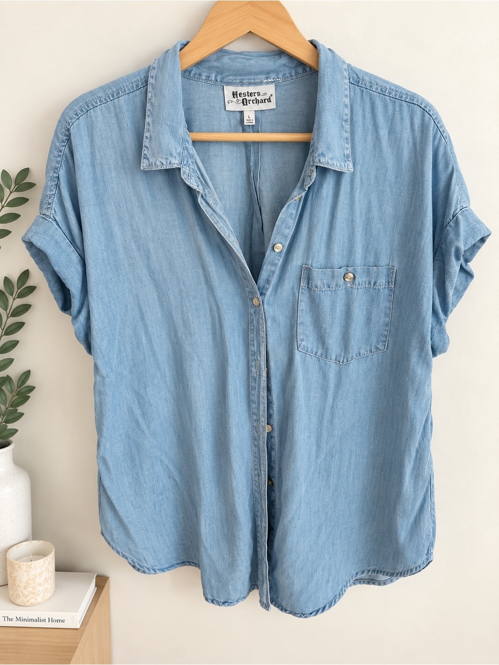 Light Blue Denim Button-Up Shirt